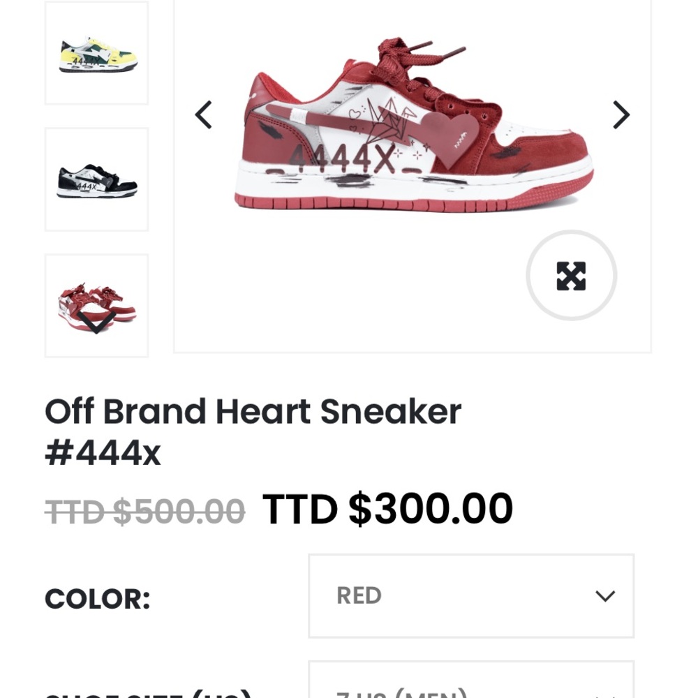 Red & White Heart Graphic Low-Top Sneaker